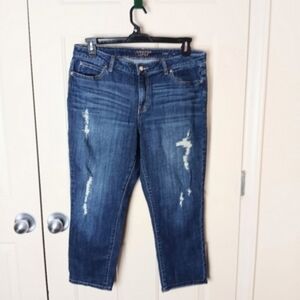 Jennifer Lopez Women Ankle Blue Distressed Jeans Size 14 Capri